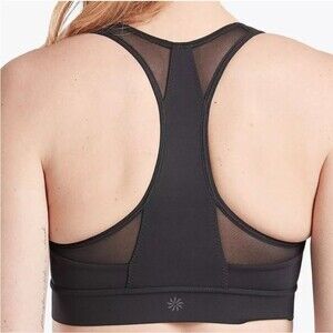 Athleta Hustle Sports Bra SuperSonic 34D/DD Black Medium Support Racerback